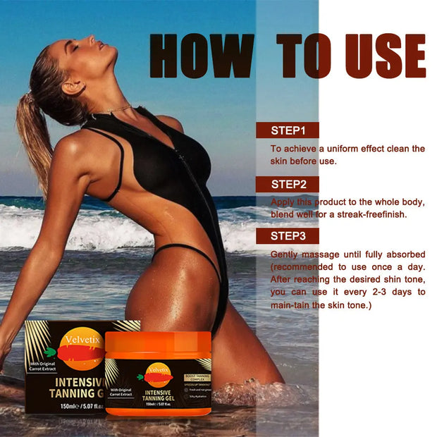 Velvetix Natural Tanning Gel -150ml Outdoor Tan Accelerator With Coconut & Sunflower Oils - Fast-Absorbing, Water-Resistant Glow For Women & Men null