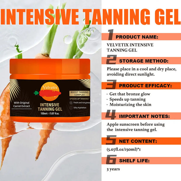 Velvetix Natural Tanning Gel -150ml Outdoor Tan Accelerator With Coconut & Sunflower Oils - Fast-Absorbing, Water-Resistant Glow For Women & Men null